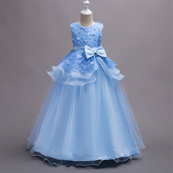 Especial Flada Hasta Suelo Vestido Niña Pegados Flores Manuales TQE049