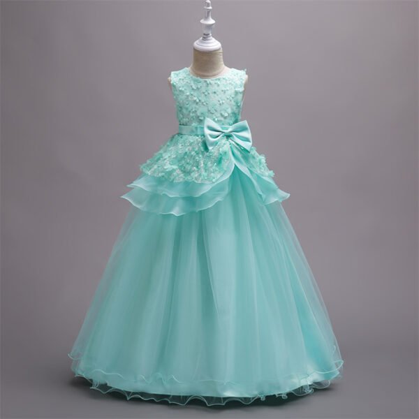 Especial Flada Hasta Suelo Vestido Niña Pegados Flores Manuales TQE049