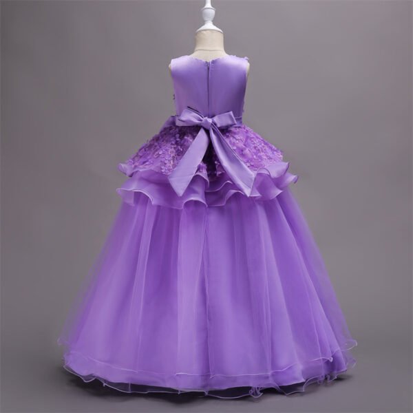Especial Flada Hasta Suelo Vestido Niña Pegados Flores Manuales TQE049