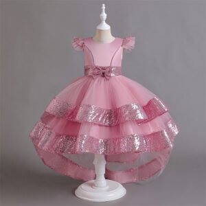 Brillante Vestido Niña Falda Hasta Suelo TQE051