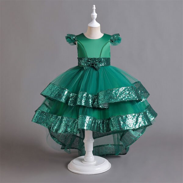 Brillante Vestido Niña Falda Hasta Suelo TQE051