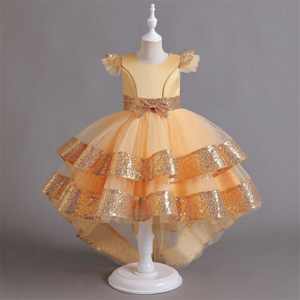 Brillante Vestido Niña Falda Hasta Suelo TQE051