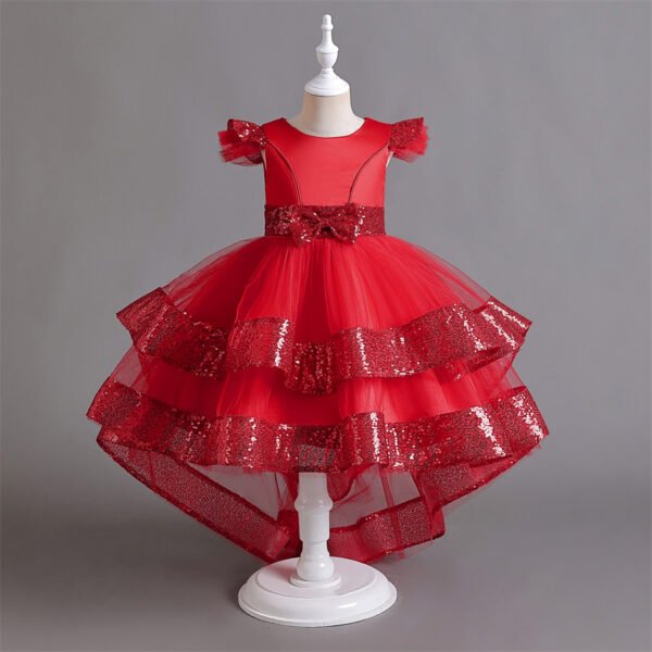 Brillante Vestido Niña Falda Hasta Suelo TQE051