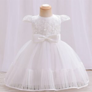 Clasico Falda Mangas Voladoras Vestido Niña para Bautizo TQE052