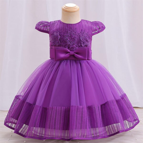 Clasico Falda Mangas Voladoras Vestido Niña para Bautizo TQE052