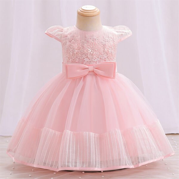 Clasico Falda Mangas Voladoras Vestido Niña para Bautizo TQE052