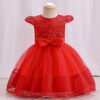Clasico Falda Mangas Voladoras Vestido Niña para Bautizo TQE052