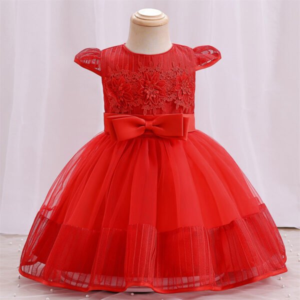 Clasico Falda Mangas Voladoras Vestido Niña para Bautizo TQE052