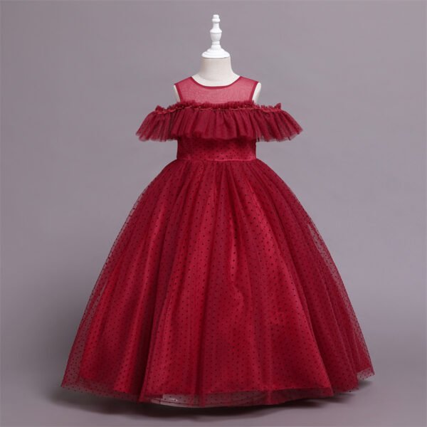 Elegante Falda Larga Bordados Perlas Vestido Niña TQE053