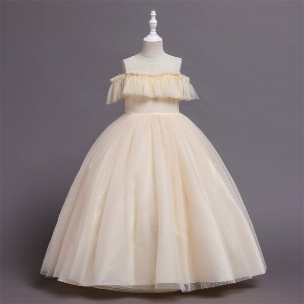 Elegante Falda Larga Bordados Perlas Vestido Niña TQE053