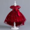 Brillante Vestido Niña Flada Hasta Suelo con Moño TQE056
