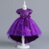 Brillante Vestido Niña Flada Hasta Suelo con Moño TQE056