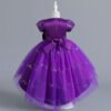 Brillante Vestido Niña Flada Hasta Suelo con Moño TQE056