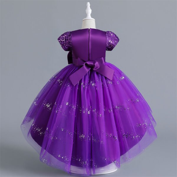 Brillante Vestido Niña Flada Hasta Suelo con Moño TQE056