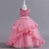 Vestido Niña Falda de Gasa Hasta Suelo Encima Lentejuelas TQE057