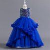 Vestido Niña Falda de Gasa Hasta Suelo Encima Lentejuelas TQE057