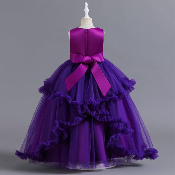 Vestido Niña Falda de Gasa Hasta Suelo Encima Lentejuelas TQE057