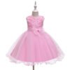 Clasico Vestido Niña Con Moño de Gasa para Bautizo TQE061