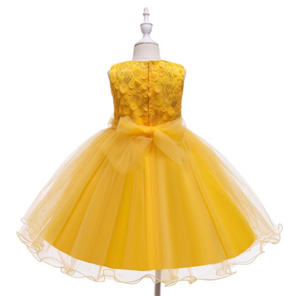 Clasico Vestido Niña Con Moño de Gasa para Bautizo TQE061
