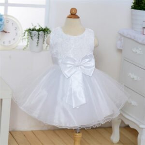 Estilo Moño Vestido Niña Sin Mangas para Bautizo TQE062