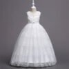 Vestido Niña Falda Larga con Encaja de Flor para Primera Comunion TQE063