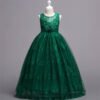 Vestido Niña Falda Larga con Encaja de Flor para Primera Comunion TQE063