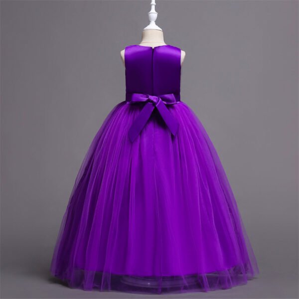 Vestidos de Niñas TQE063-7 Vestido Niña Falda Larga con Encaja de Flor para Primera Comunion TQE063