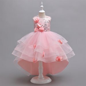 Vestido Niña Falda de Gasa Con Especial Flores TQE066