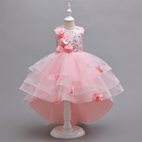 Vestido Niña Falda de Gasa Con Especial Flores TQE066