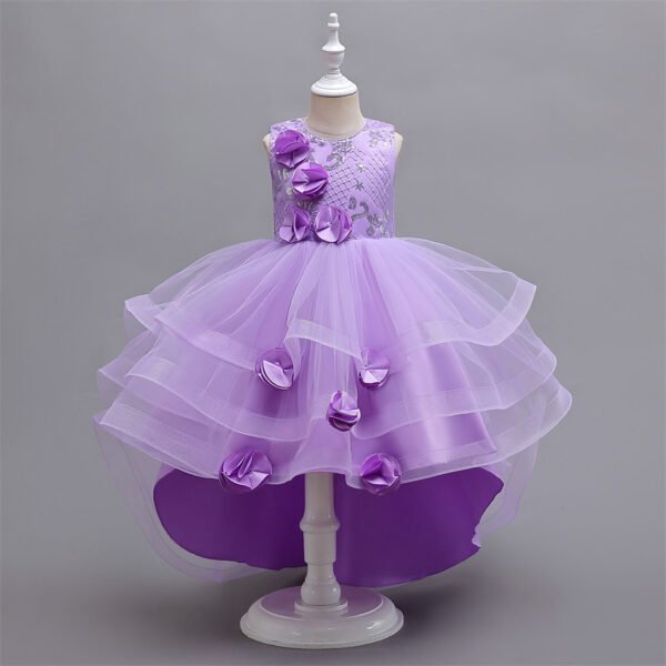 Vestido Niña Falda de Gasa Con Especial Flores TQE066