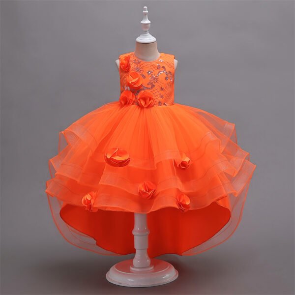 Vestido Niña Falda de Gasa Con Especial Flores TQE066