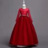 Vestido Niña Mangas Largas de Encaje Falda Hasta Suelo para Primera Comunion TQE068