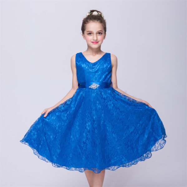 Vestidos de Niñas TQE069-5 Vestido Niña Con Encaje Sin Mangas para Bautizo TQE069