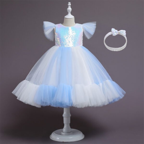 Especial Vestido Niña Mangas Voladras Encima Lentejuelas TQE070
