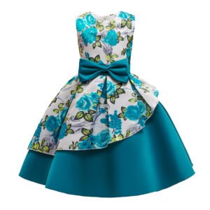 Vestido Niña de Raso Estampado de Flores TQE071