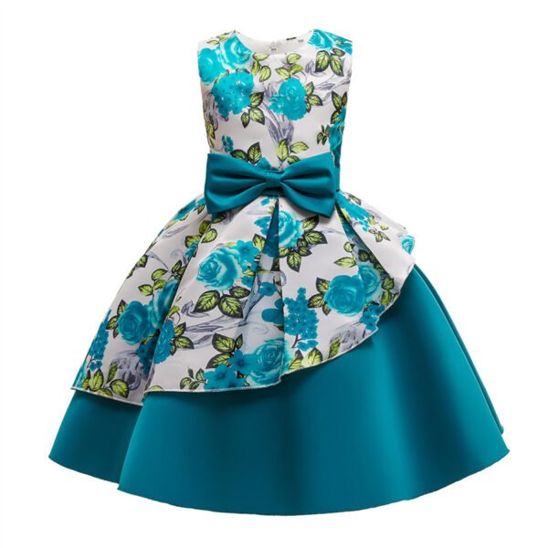 Vestido Niña de Raso Estampado de Flores TQE071