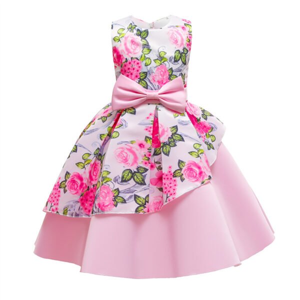 Vestido Niña de Raso Estampado de Flores TQE071