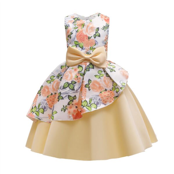 Vestido Niña de Raso Estampado de Flores TQE071