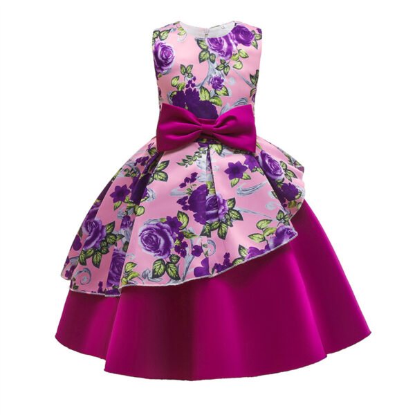 Vestido Niña de Raso Estampado de Flores TQE071