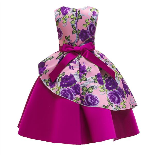 Vestido Niña de Raso Estampado de Flores TQE071