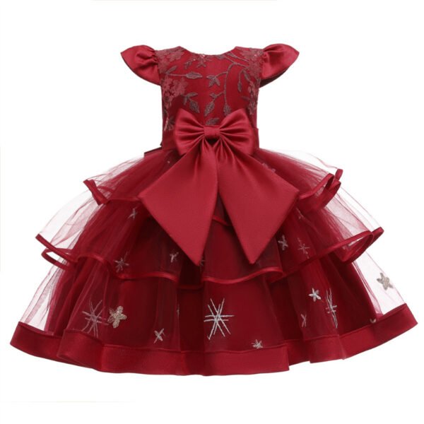 Vestidos de Niñas TQE073-3 Elegante Vestido Niña de Gasa Agata de Talle Alto Mangas Voladoras TQE073