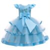 Elegante Vestido Niña de Gasa Agata de Talle Alto Mangas Voladoras TQE073