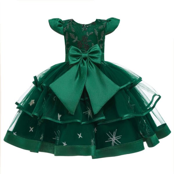 Vestidos de Niñas TQE073-6 Elegante Vestido Niña de Gasa Agata de Talle Alto Mangas Voladoras TQE073