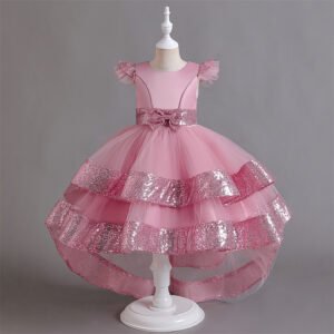 Falta Hasta Suelo Vestido Niña Con Bordos Lentejuelas TQE075