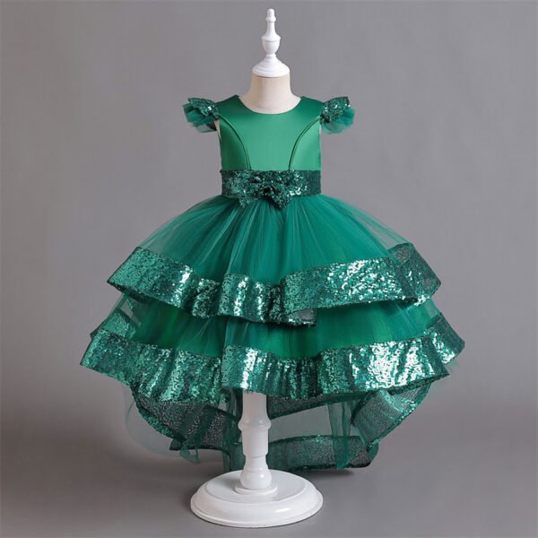 Falta Hasta Suelo Vestido Niña Con Bordos Lentejuelas TQE075