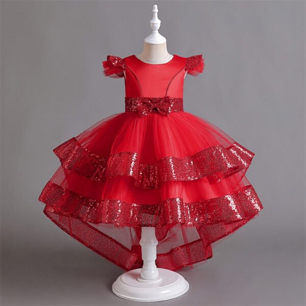 Falta Hasta Suelo Vestido Niña Con Bordos Lentejuelas TQE075