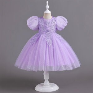 Vestido Niña Falda Con Bordados Perlas TQE076
