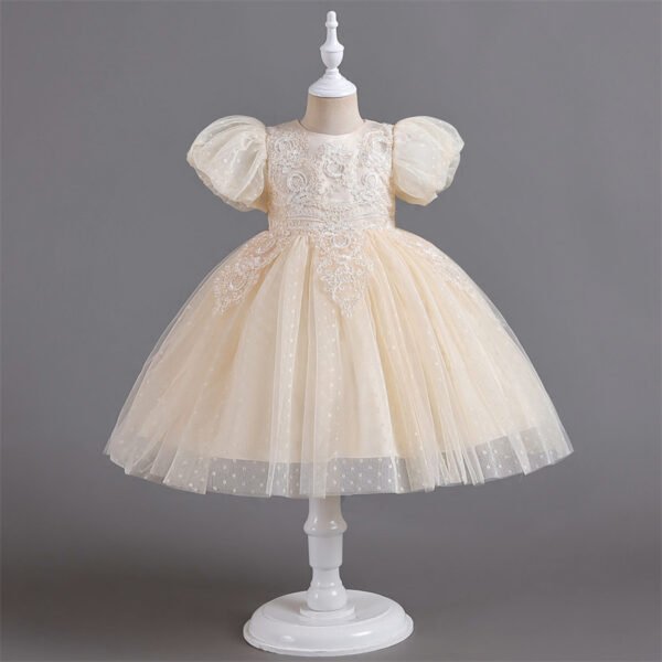 Vestido Niña Falda Con Bordados Perlas TQE076