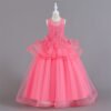 Elegante Vestido Niña Falda Larga Bordados Especiales Manuales para Primera Comunion TQE077