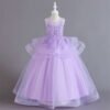 Elegante Vestido Niña Falda Larga Bordados Especiales Manuales para Primera Comunion TQE077